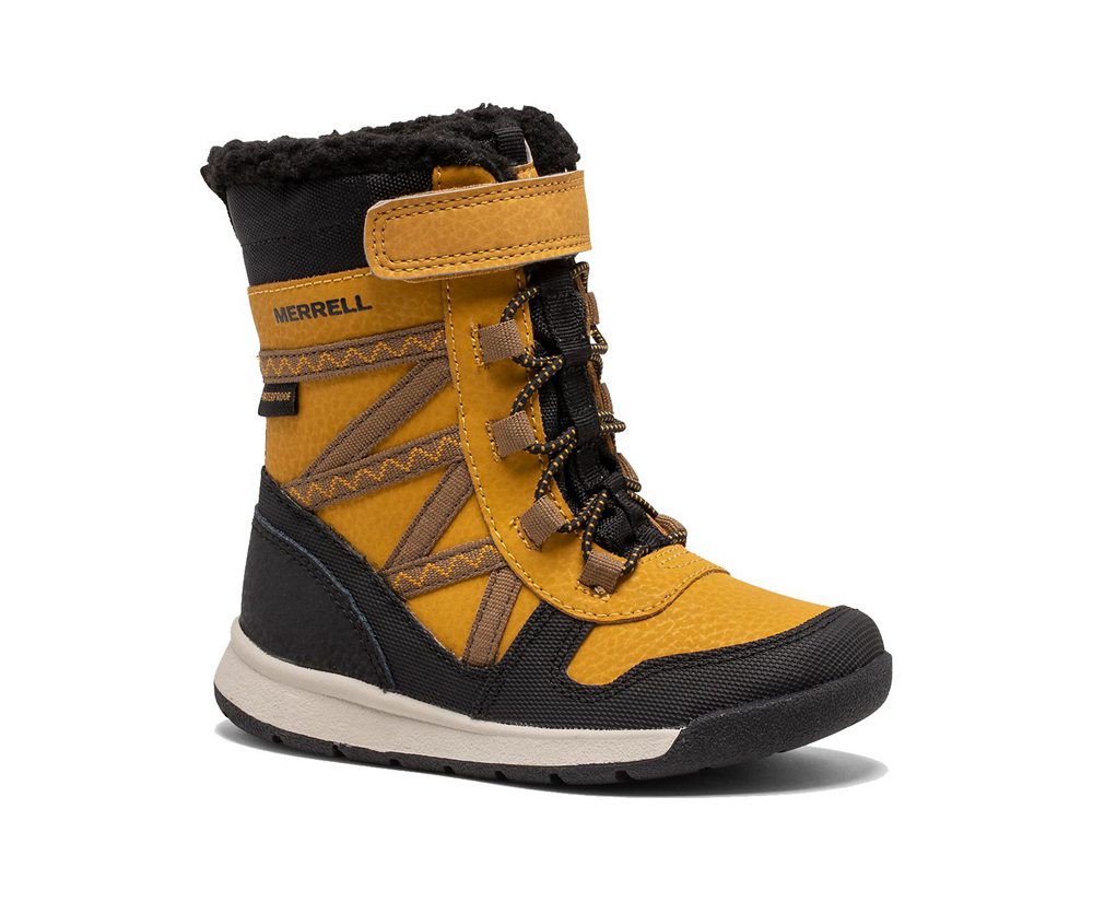 Merrell Boots Brown/Black - Snow Crush 2.0 Waterproof Jr. - Kids 15RIDUJVW